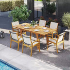 Costway 9PCS Acacia Wood Outdoor Dining Set with 1.97 Umbrella Hole for Backyard, Garden