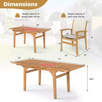 Costway 9PCS Acacia Wood Outdoor Dining Set with 1.97 Umbrella Hole for Backyard, Garden