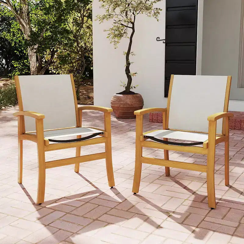 Costway 9PCS Acacia Wood Outdoor Dining Set with 1.97 Umbrella Hole for Backyard, Garden