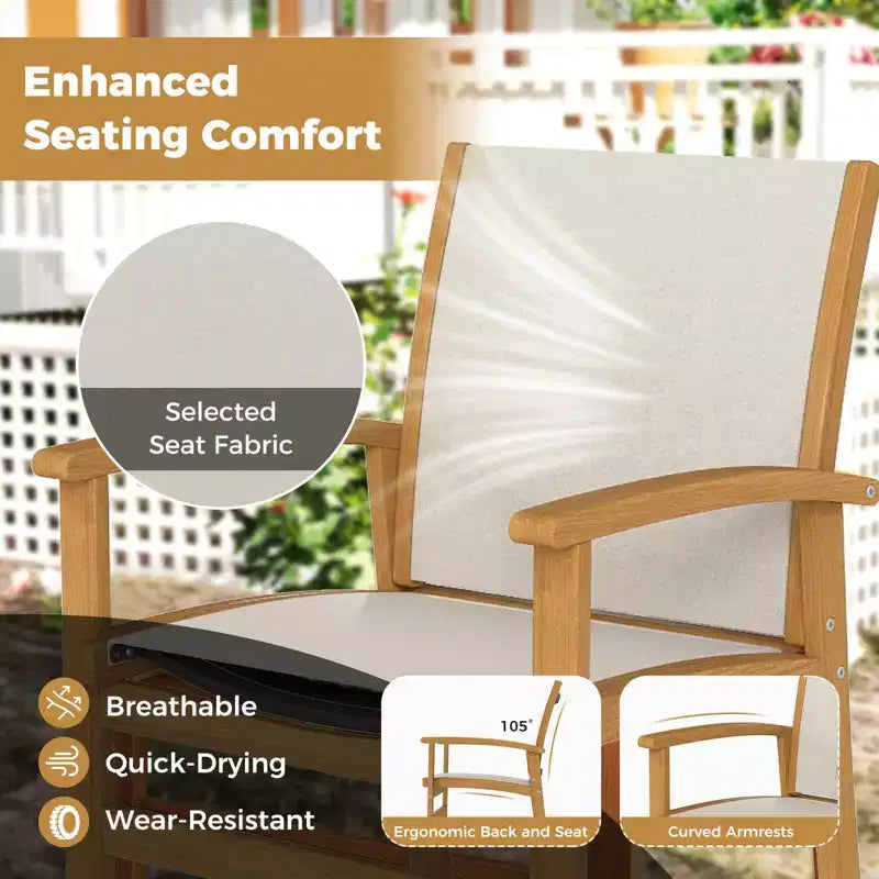 Costway 9PCS Acacia Wood Outdoor Dining Set with 1.97 Umbrella Hole for Backyard, Garden