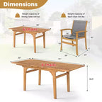 Costway 9PCS Acacia Wood Outdoor Dining Set with 1.97 Umbrella Hole for Backyard, Garden