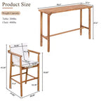 GDFStudio Agnes Patio Modern 3-Piece Acacia Wood Counter Height Dining Set with Cushioned Stools