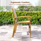 Gymax 9PCS Acacia Wood Outdoor Dining Set w/ 1.97 Umbrella Hole for Backyard Garden Natural & Gray