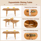 Gymax 9PCS Acacia Wood Outdoor Dining Set w/ 1.97 Umbrella Hole for Backyard Garden Natural & Gray