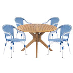 Christopher Knight Home Lontine 5 Piece French PE Rattan Outdoor Dining Set with Acacia Wood Dining Table