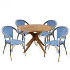 Christopher Knight Home Lontine 5 Piece French PE Rattan Outdoor Dining Set with Acacia Wood Dining Table