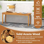 Gymax 3 Pieces Outdoor Dining Set for 4 People Patio Acacia Wood Table & Bench Set
