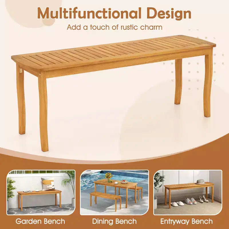 Gymax 3 Pieces Outdoor Dining Set for 4 People Patio Acacia Wood Table & Bench Set