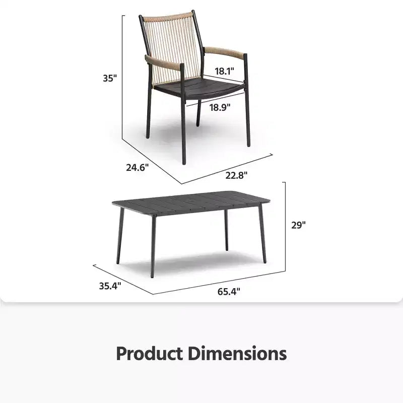 LAUSAINT HOME Outdoor Dining Set, Outdoor Table and Chairs Set with Umbrella Hole