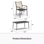 LAUSAINT HOME Outdoor Dining Set, Outdoor Table and Chairs Set with Umbrella Hole