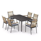 LAUSAINT HOME Outdoor Dining Set, Outdoor Table and Chairs Set with Umbrella Hole