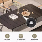 LAUSAINT HOME Outdoor Dining Set, Outdoor Table and Chairs Set with Umbrella Hole