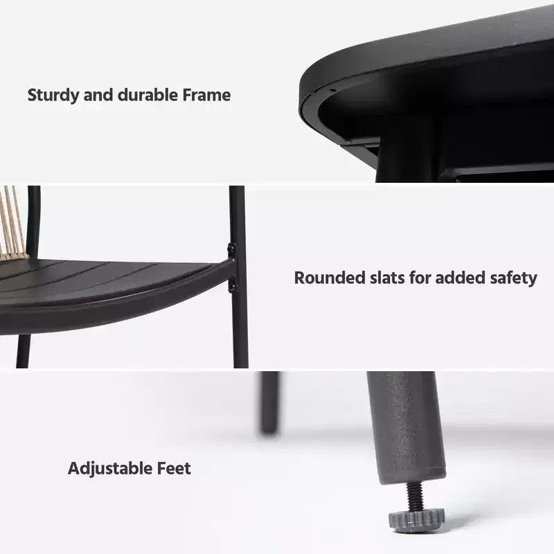 LAUSAINT HOME Outdoor Dining Set, Outdoor Table and Chairs Set with Umbrella Hole