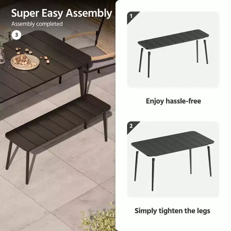 LAUSAINT HOME Outdoor Dining Set, Outdoor Table and Chairs Set with Umbrella Hole