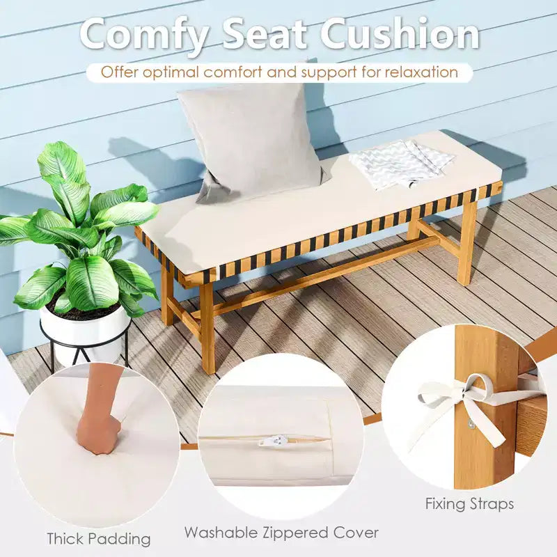 Gymax 3-Piece Patio Dining Set Rectangular Table & 2 Benches w/1.97 Umbrella Hole