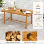 Gymax 3-Piece Patio Dining Set Rectangular Table & 2 Benches w/1.97 Umbrella Hole