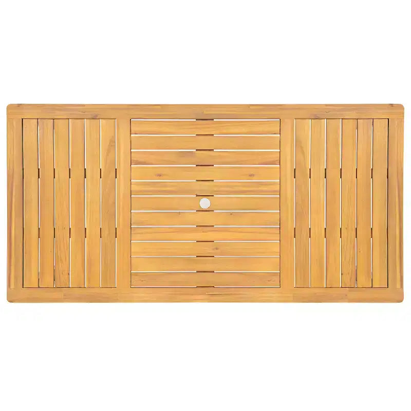Christopher Knight Home Virote Modern 5 Piece Patio Acacia Wood Dining Set with Umbrella Hole and Slatted Table