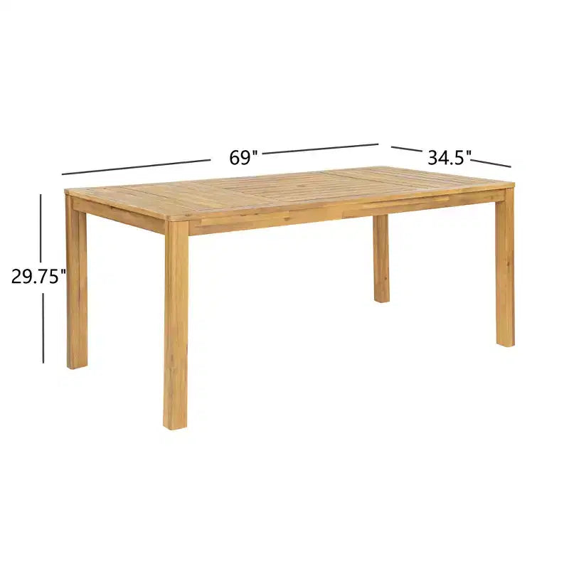 Christopher Knight Home Virote Modern 5 Piece Patio Acacia Wood Dining Set with Umbrella Hole and Slatted Table