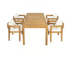 Christopher Knight Home Virote Modern 5 Piece Patio Acacia Wood Dining Set with Umbrella Hole and Slatted Table