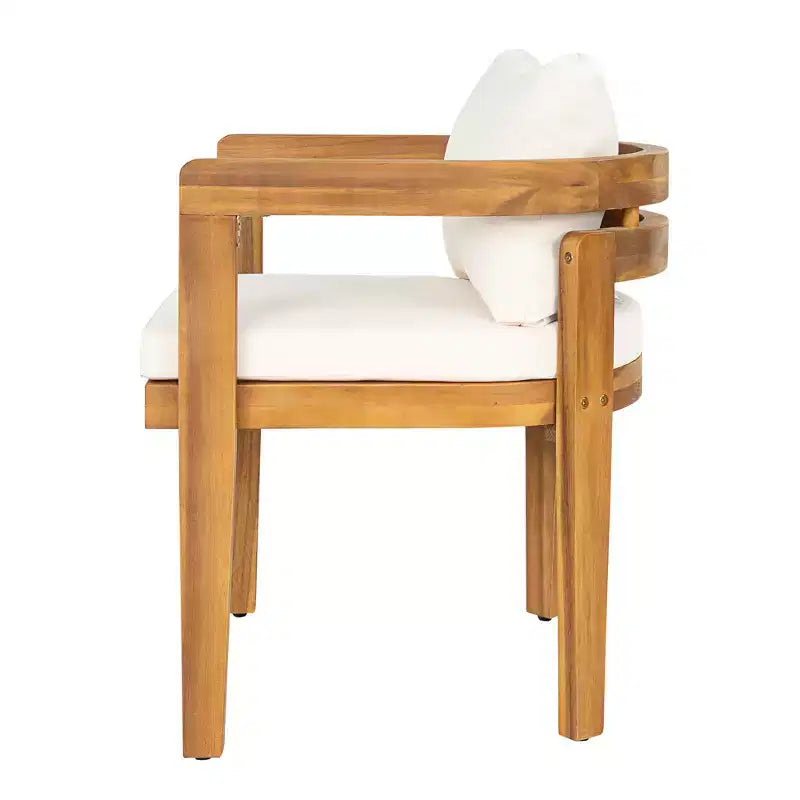 Christopher Knight Home Virote Modern 5 Piece Patio Acacia Wood Dining Set with Umbrella Hole and Slatted Table