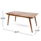 Christopher Knight Home Elvira 7 Piece Outdoor Rustic Woven Wicker Acacia Wood Dining Set
