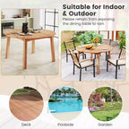 Costway 5 PCS Acacia Wood Patio Dining Set with Umbrella Hole & Cushions for Deck, Garden