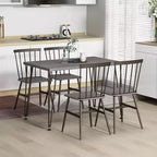 Costway 5PCS Dining Table Set for 4 Rectangular Kitchen Table & 4 Chairs w/ Metal Frame Grey Oak