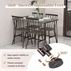 Costway 5PCS Dining Table Set for 4 Rectangular Kitchen Table & 4 Chairs w/ Metal Frame Grey Oak