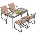 Costway 5 PCS Patio Dining Set w/ Wood-like Armrests & Metal Frame for Garden Yard