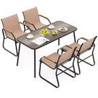 Costway 5 PCS Patio Dining Set w/ Wood-like Armrests & Metal Frame for Garden Yard