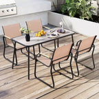 Costway 5 PCS Patio Dining Set w/ Wood-like Armrests & Metal Frame for Garden Yard