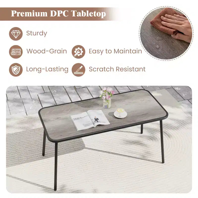 Costway 5 PCS Patio Dining Set w/ Wood-like Armrests & Metal Frame for Garden Yard
