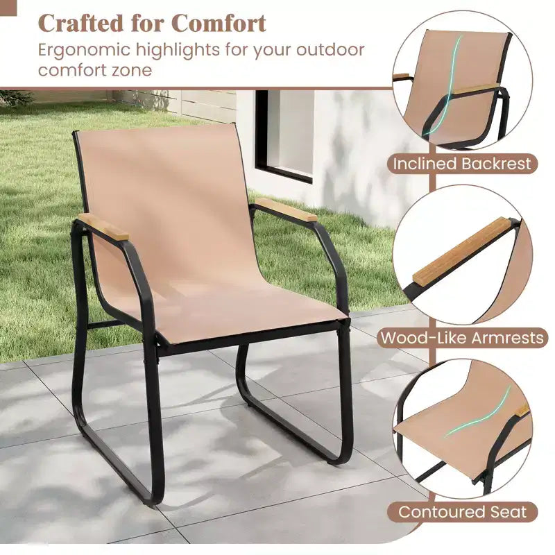 Costway 5 PCS Patio Dining Set w/ Wood-like Armrests & Metal Frame for Garden Yard