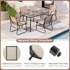 Costway 5 PCS Patio Dining Set w/ Wood-like Armrests & Metal Frame for Garden Yard