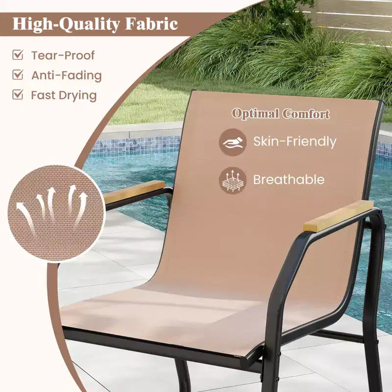 Costway 5 PCS Patio Dining Set w/ Wood-like Armrests & Metal Frame for Garden Yard