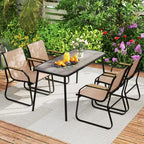 Costway 5 PCS Patio Dining Set w/ Wood-like Armrests & Metal Frame for Garden Yard
