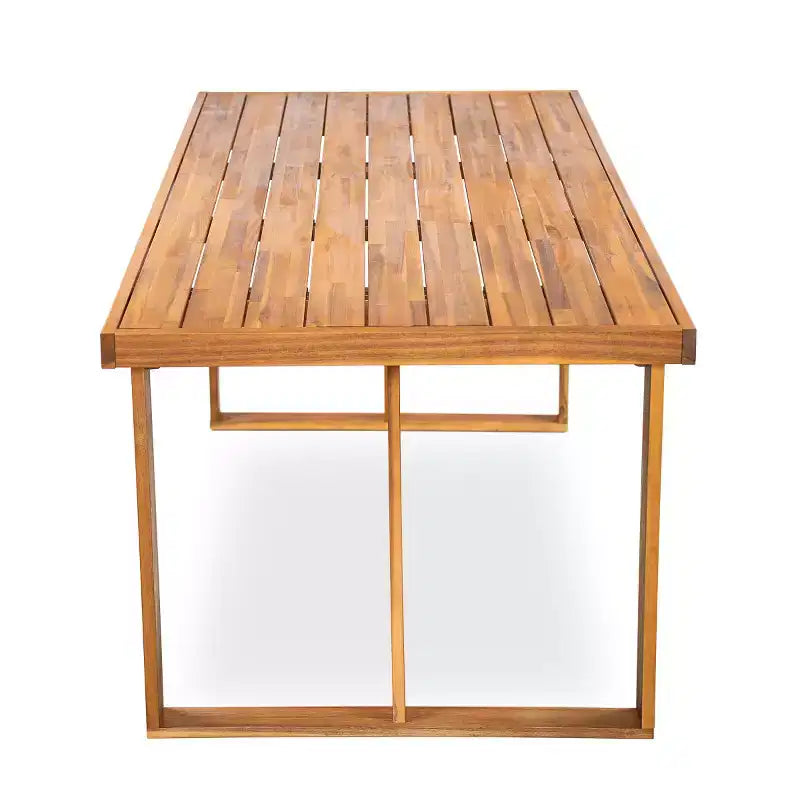 7-Piece Acacia Wood Outdoor Dining Set with Cushions, Patio Dining Set with 6 Rope-Woven Chairs and Large Table for Backyard, Deck-Panipeachy