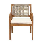 Christopher Knight Home Petronela Farmhouse Patio 7 Piece Acacia Wood Rattan Dining Set