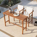 3-Piece Outdoor Counter Height Bar Dining Sets, Acacia Wood Patio Table & 2 Cushioned Stools for Backyard, Poolside, Balcony-Panipeachy