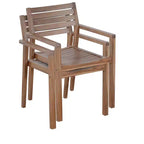 GDFStudio Saul 5 Piece Acacia Wood Outdoor Dining Set with 47.2 Round Slatted Table and Ergonomic Chairs