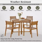 GDFStudio Saul 5 Piece Acacia Wood Outdoor Dining Set with 47.2 Round Slatted Table and Ergonomic Chairs