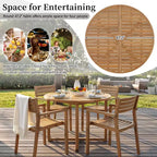 GDFStudio Saul 5 Piece Acacia Wood Outdoor Dining Set with 47.2 Round Slatted Table and Ergonomic Chairs