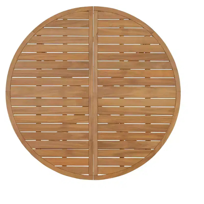 GDFStudio Saul 5 Piece Acacia Wood Outdoor Dining Set with 47.2 Round Slatted Table and Ergonomic Chairs