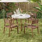 GDFStudio Saul 5 Piece Acacia Wood Outdoor Dining Set with 47.2 Round Slatted Table and Ergonomic Chairs