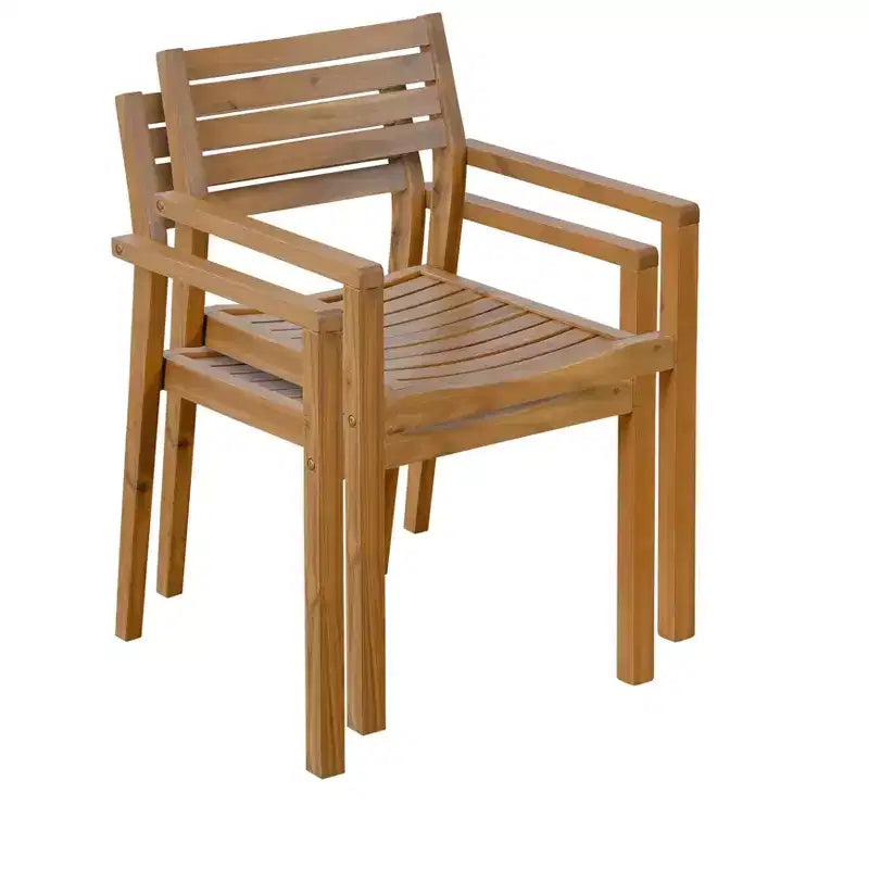 GDFStudio Saul 5 Piece Acacia Wood Outdoor Dining Set with 47.2 Round Slatted Table and Ergonomic Chairs