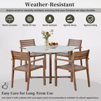 GDFStudio Saul 5 Piece Acacia Wood Outdoor Dining Set with 47.2 Round Slatted Table and Ergonomic Chairs