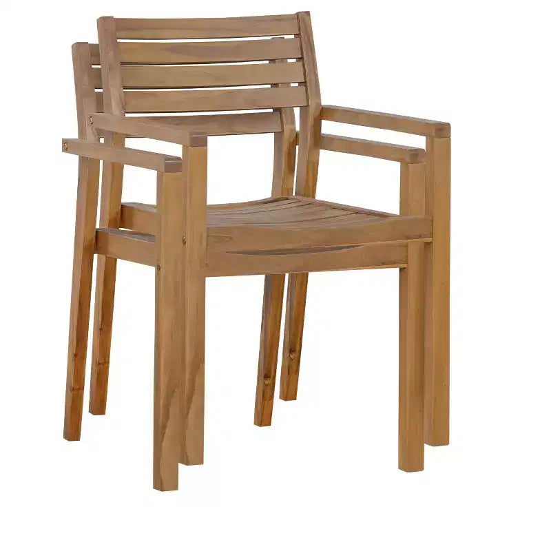 GDFStudio Lena 5 Piece Acacia Wood Outdoor Dining Set with 59 Rectangular Table and Umbrella Hole