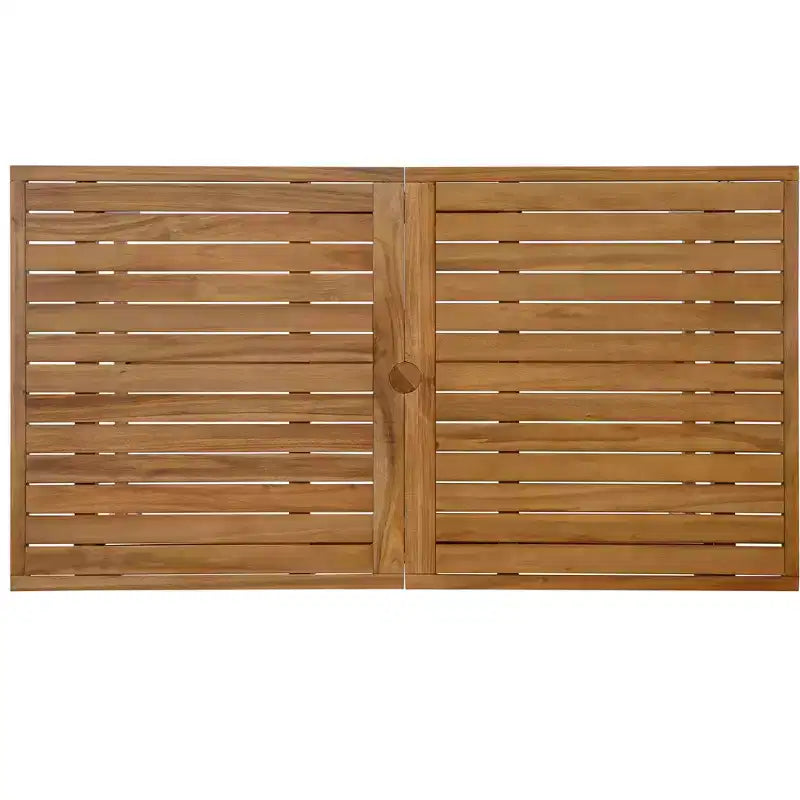 GDFStudio Lena 5 Piece Acacia Wood Outdoor Dining Set with 59 Rectangular Table and Umbrella Hole