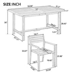 GDFStudio Lena 5 Piece Acacia Wood Outdoor Dining Set with 59 Rectangular Table and Umbrella Hole