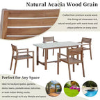 GDFStudio Lena 5 Piece Acacia Wood Outdoor Dining Set with 59 Rectangular Table and Umbrella Hole